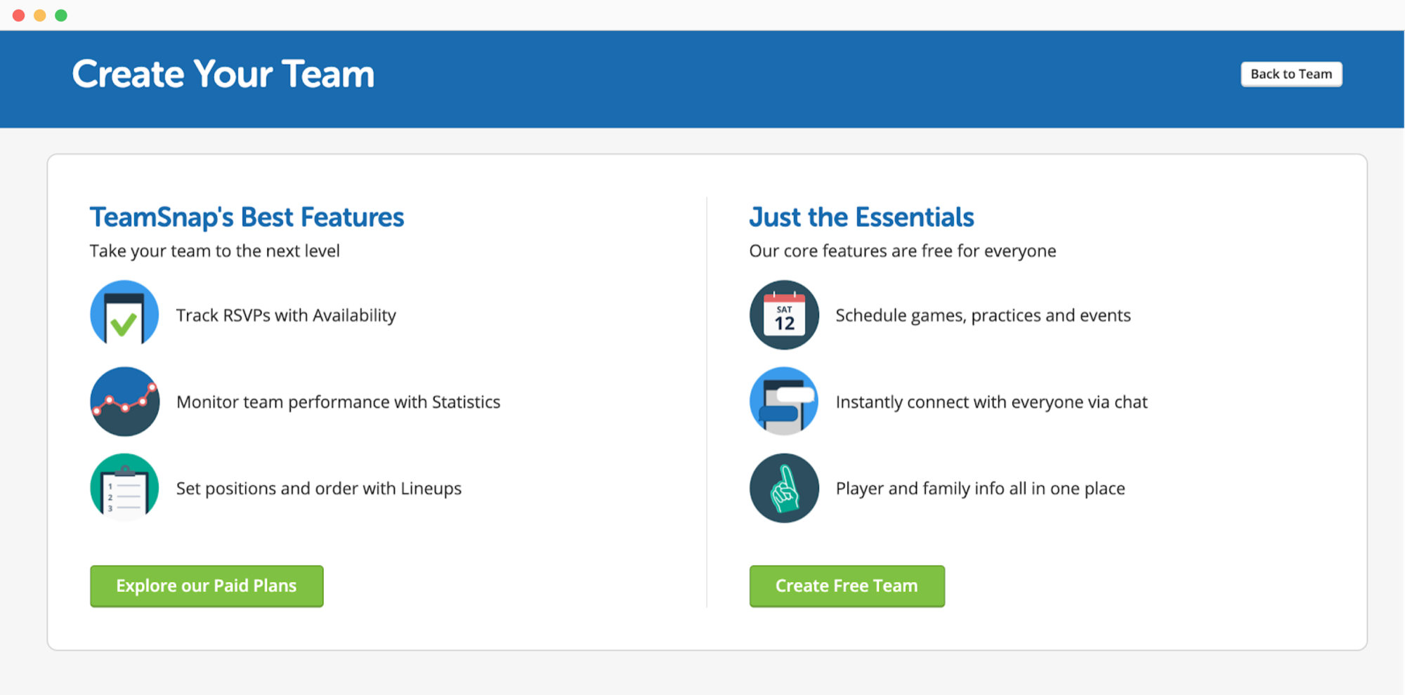 First test variant reducing friction in the team creation entry flow.