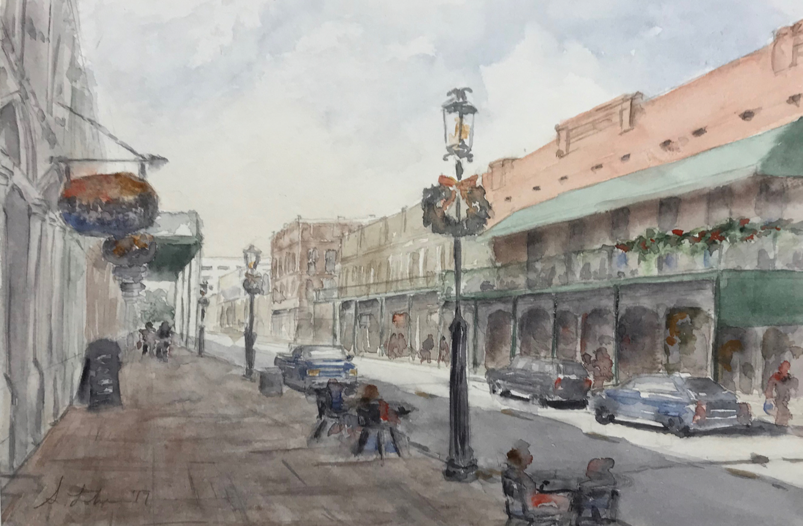 Watercolor urban painting